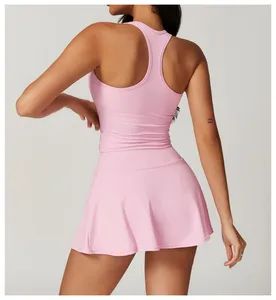 Sports Top Tennis Skirts 2 PCS Yoga Sets Activer Wear Woman Clothing Quick Drying Gym Fitness Sets - Efirsty Enterprise (Anhui) Co., Ltd. - China