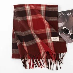 Winter Red Plaid Scarves for Wholesale Origin China Age Group All Model NO. sam Style Leisure Gender Women's Thickness - Fuzhou Haomin Imp. & Exp. Co., Ltd. - China