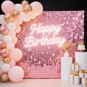 Huaming Shimmer Silver Wall Backdrop Reusable Multicolor Indoor Outdoor Sequin Panel Wedding Decoration Sequin Wedding Decorations - Hebei Huaming Laye Limited Company - China