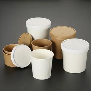 Brown Paper Packing Box Round Disposable Lunch Box Commercial Pasta Gravy Rice Salad Light Takeout Paper Bowl Lunch Box 500ml 700ml - Shandong Upmax Packaging Group Co., Ltd. - China