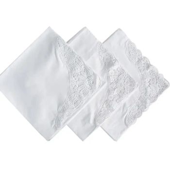 White Premium Cotton Lace Handkerchiefs Crochet Hankies - Yiwu Billion Import & Export Co., Ltd - China