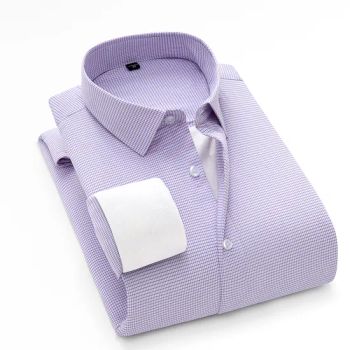Winter Mens Shirts Fleece Warm Lined Long Sleeve Button Shirts - Yancheng Yunqian Apparel Co.,Ltd - China