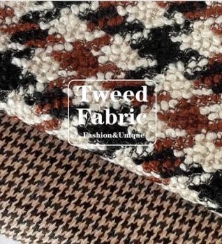 High End Woven Customizable 49 Acrylic 38 Polyester 13 Wool Fancy Yarns Houndstooth Tweed Fabric for Suits - Changzhou Boqi Textile Co., Ltd - China