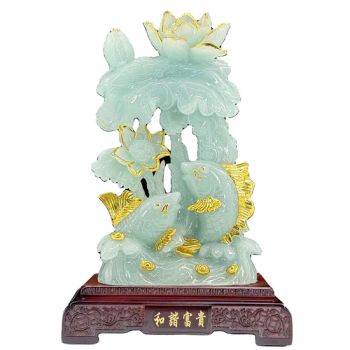 White Jade Koi Fish Leaping Dragon Gate Resin Crafts Ornaments - Guangzhou Zhuojiang Arts and Crafts Co., Ltd - China