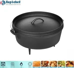 Outdoor Camping Round Pre-Seasoned Cast Iron Dutch Oven with Lid - Hebei Hapichef Cookware Co., Ltd. - China