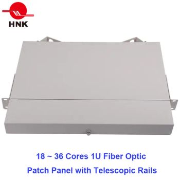 36 Cores 1u Rack Mount Patch Panel with Telescopic Rails Model NO. RPP-UP HS Code 85371090 Specification RoHS Trademark HNK or - HNK Optic Equipment Co., LIMITED - China