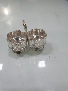 Silver Brass Roli Chawal Box, For Worship Brand SSRN Color Silver Finished Polished Number Of Compartment 2 Usage/Application - Shyam Sunder Ram Narain - India
