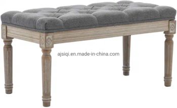 Antique Furniture Solid Wood Tufted Seating Upholstered Fabric Wooden Bench Ottoman - Anji Siqi Furniture Co., Ltd. - China