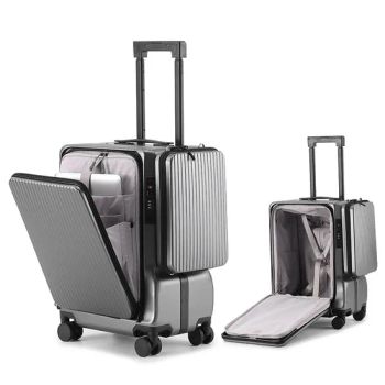 Front Opening Aluminum Frame Suitcase 20 Inches Suitable for Boarding Side Hanging Bag Travel Password Sturdy Durable PC Luggage - Cathylin Group Llimited - China