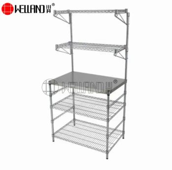 Custom 5 Tier Restaurant Work Benches Takeout Packing Table Station with Steel Wire Shelf Storage - Zhongshan Changsheng Metal Products Co., Ltd. - China