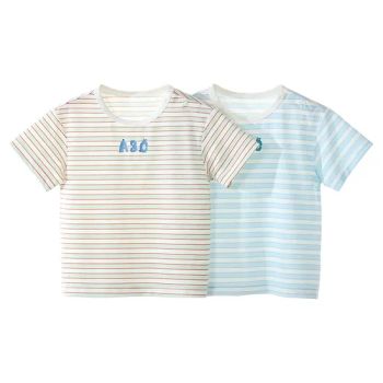 High Quality O-Neck Polyester Short Sleeve Summer Oversized Soft Breathable Baby Stripe T-Shirts Baby Products - Jiangxi USBETTAS Maternal and Child Products Co., Ltd - China