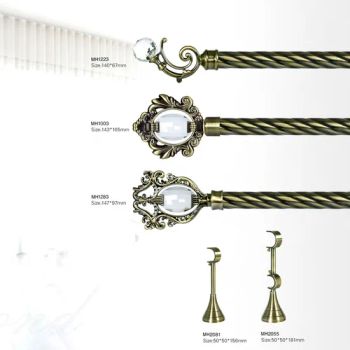 Antique Brass Decoration Rhinestone Finial Curtain Rods Set Origin China Rod Quantity Single Finish Electroplating Model NO. Curtain - Ningbo MH Industry Co., Ltd. - China