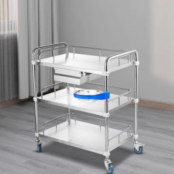 Medical Grade 3-Layer Mobile Drug Cart Clinic Storage Cart Color Grey Origin China Condition New Durability AAA Model NO. - Hengshui Defeng Medical Equipment Co., Ltd - China
