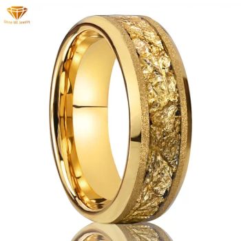 8mm 6mm Width Tungsten Steel Rings, Gold Sandblasted Plating Gold Foil Inlaid Men's Couple Rings Tstr4672 - Shenzhen ShineMe Jewelry Co., Ltd. - China