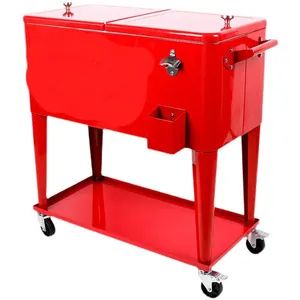 Large 75L Trolley Rolling Retro Style Metal Bucket Incubator Outdoor Camping Fishing Picnic Insulated Ice Cooler Box with Wheel - GOOD SELLER CO., LTD - China