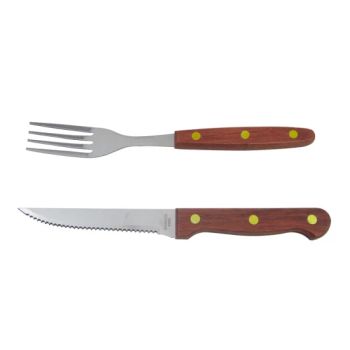 Triple Rivets Wooden Handle Dinner Fork Steak Knife Cutlery Set - Yangjiang Selectedhardware Enterprise Co., Ltd. - China