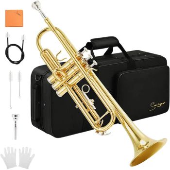 3 Rotary Valves Yellow Brass Trumpet with Foam Case Age Adults Color Yellow Model NO. T01 Certification CE Trademark - Guangzhou Vines Musical Instruments Co., Ltd - China