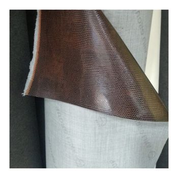 Lizard Skin Leather Fabric Color Brown Finish Glossy Pattern Plain Fabric Leather Roll Length 25 m Thickness 1.8 mm Packaging Type - Shree Balaji Store - India
