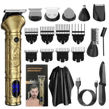 697 LCD Screen Display Hair Clipper Battery Powered Portable Hair Trimmer with 6 Cutters, 8 Limit Combs for Barber Shop - Bronze - Colpoint Technology Limited - China
