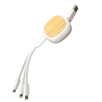 Square Bamboo Multi 3 in 1 Phone Mobile Fast USB Charging Cables Type C to Lightning Cable Fast Charging - Shenzhen VBO Industrial Co., Limited - China
