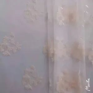 Newest French White Lace Sequins Tulle Lace Fabrics Beautiful Wedding Lace for Bridal Dress - Fuzhou Hg Textile Co., Ltd. - China