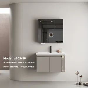 Luxury Vanity Set Bathroom with Mirror and LED Lighting Style Modern Condition New Origin China-Chic Model NO. SK-S105 HS Code - Chaozhou Chaoan District Fengtang Town Muze Sanitary Ware Company - China