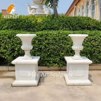 Carved Pure White Marble Outdoor Vase Flower Planters Pots - Zhengzhou Millie Arts & Crafts Co., Ltd. - China