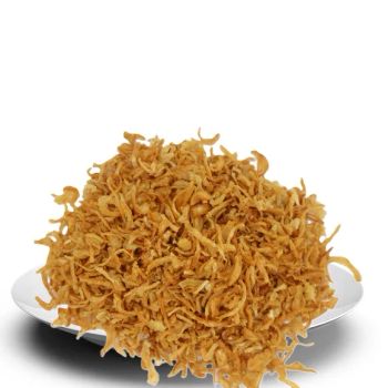 Fresh Fried White Onion (Crispy & Premium Quality) Type FRIED Grade PREMIUM Max. Moisture (%) 3 Place of Origin INDIA Shelf Life 6–9 months (Under proper - Buddha Overseas - India
