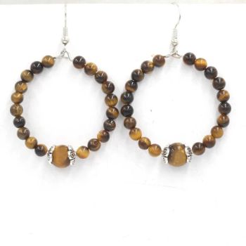 Semi Precious Stone Crystal Fashionable and Minimalist Geometric Natural Semi Precious Stone Round Bead Circle Crystal Earrings - East Sunrise Jewelry Co., Limited - China