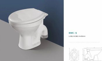 European Water Closet - S-Trap (220mm Rough-in) Color White Material Ceramic Warranty Available Packaging Box Packing Seat Cover Material - Buildware Zone - India