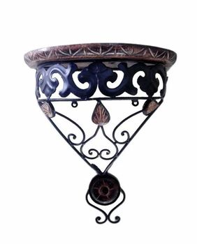 National Handicrafts Home Decor Beautiful Wood & Wrought Iron Fancy Wall Bracket - National Handicraft - India