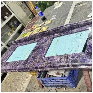 Semi-Precious Purple Crystal Amethyst Gemstone Vanity Tops Origin China Edging Eased Color Purple Type Gemstone Load-Bearing - XIAMEN KA UNITED IMP. & EXP. CO., LTD. - China