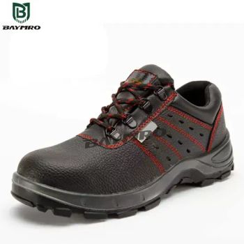 Black Safety Shoes Leather Steel Toe Footwear Safety Work Labor Shoes - Baymro Safety China Co., Ltd. - China