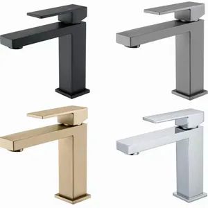 Modern Black Square Faucets Hot and Cold Water Mixers Kitchen Bathroom Sink Taps Single Handle Basin Faucets - Quanzhou Xintezi Sanitary Ware Industry Co., Ltd. - China