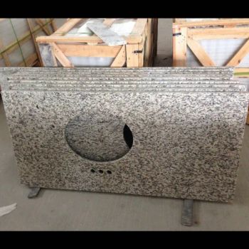Tiger Skin White Granite Bathroom Vanities Top  MOQ 1 Color White Edging Eased Original China Size Customized HS Code - Fujian Huian Haobo Stone Company Limited - China