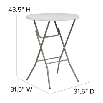 White Plastic High Height Folding Bar Table Small Circle Foldable Design for Cocktail Sets for Parties Weddings - Henan Toda Technology Co., Ltd. - China