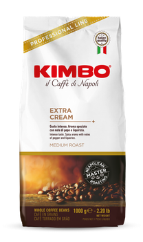 Kimbo Extra Cream Intensity High Origin Naples, Italy Caffeine Content Medium Roast Level Medium Roast Package Weight 1000g, 1000g (1kg) Vacuum-sealed Bag - Moka & Co. - Qatar