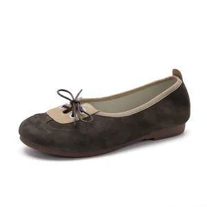 Custom Wholesale Dropshipping Soft Suede Ballet Flats Shoes for Women Lace up Slip on Walking Style Loafers Shoes Manufacturer - Guangzhou Weirui Shoes Co., Ltd. - China