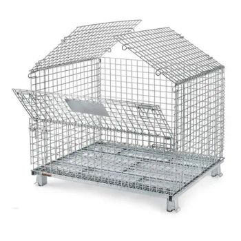 Foldable Galvanized Stackablecontainer 500kgs with Heavy Duty Construction Wire Mesh Storage Cage - Hebei Wanchi Metal Wire Mesh Products Co., Ltd. - China