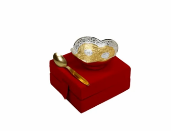 Silver Gold Plated Brass Leave Shaped Bowl, Packaging Type: Box - Prem Crafts - India