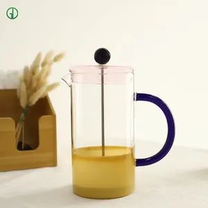 Wholesale Tea Press Filter Coffee Maker Color Block High Borosilicate Glass Press Home Coffee Maker Hand Filter - GOOD SELLER CO., LTD. - China