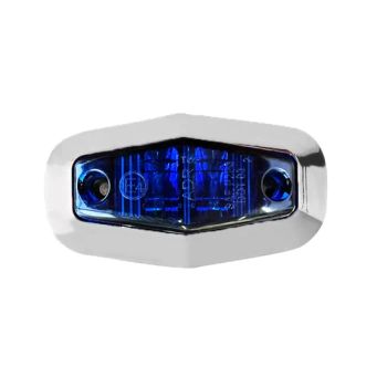 1X 12 24V Blue 2LED Waterproof Chrome Bezel Truck Trailer Side Marker Light - T-Bull Electronics Co., Limited - China