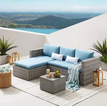 Modern Style L Shape 3 Pieces Outdoor Garden Sofa Rattan Wicker Furniture Corner Sofa Set - SHAOXING OLE LEISURE CO., LTD. - China