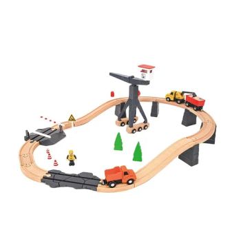 Wooden Construction Yard Train Set Children Railway Track Road Race Car Cognitive Slot Toys for Kids - Ningbo Tooky Toy Co., Ltd. - China