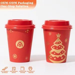Custom Logo Printed Eco-Friendly Disposable Gold Foil Hot Drink Paper Coffee Cup with Lid - EVER GREATER IMP. & EXP. CO., LIMITED - China