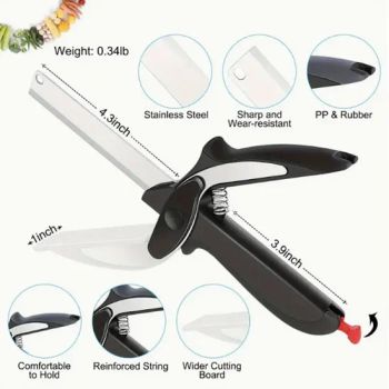 Ds-6616 Easy Smart Food Cutter Chopper 6 In1 Kitchen Knife & Scissor with Attached Cutting Board and Secure Snap Closure Stainless Steel Cutting Knife Scissors - Chongqing Deng's Yaohe Knifeware Co., Ltd. - China