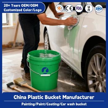 Industrial Packaging 20 Liter Round Plastic American Style Barrels Durable Plastic Car Care White Five Gallon Buckets - Enlightening Plast Co., Limited - China
