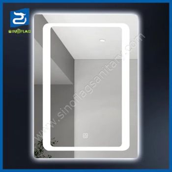 SF258-0173 Modern Silver Frameless LED Mirror 1Y MOQ100 Style Modern Origin China Finish Silver Folded Unfolded Sides Single Sided - Ningbo Sinoflag International Trading Co., Ltd. - China
