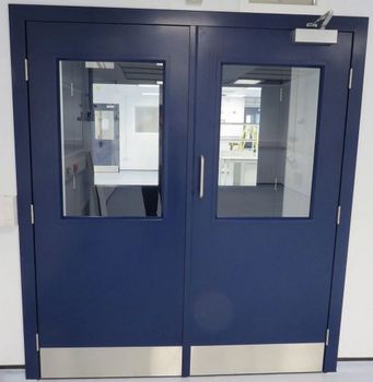 High Speed Clean Room Doors Height 8 Feet Thickness 10mm Door Type Swing Door Width 1800 mm Material Mild Steel Door Height 2400 - Mahadev Shutter Automation - India