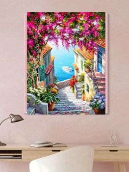 Landscape Series Seaside Floor House of Flowers Unframed Folding Hand Painted Drawing Toys Set - Ningbo Hardwork Art & Craft Co., Ltd. - China